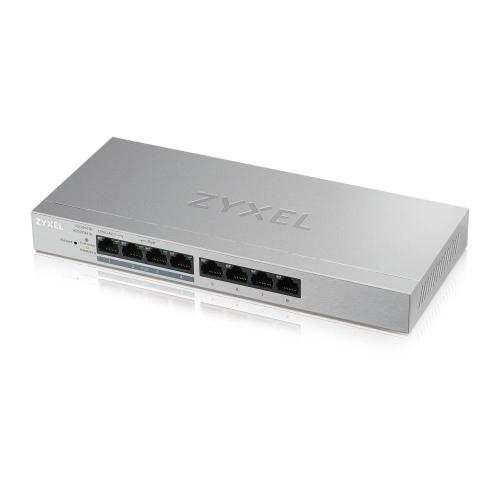 SWITCH ZYXEL GS1200-8HP SMART MANAGED 8P Gigabit(4P PoE fino a 60W)Easy Management xVLAN,QoS design senza ventole Desktop