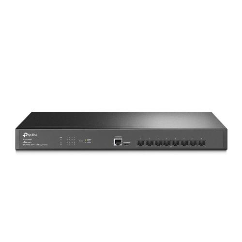 TP-Link - SX3008F - JetStream 8-Port 10GE SFP+ L2+ Managed Switch, 8x 10G SFP+ Slots, RJ45/Micro-USB Console Port, 1U 19-inch Rack-mountable Steel Case, Integration with Omada SDN Controller, Static Routing, OAM, sFlow, DDM, 802.1Q VLAN, QinQ, STP/RSTP/MS