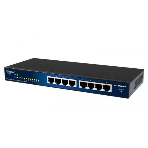 Allnet ALL SG8208M, switch 8 ports 10/100/1000Mbps, smart managed, fanless (external power supply)