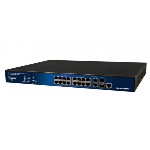 Allnet ALL SG8918PM, Switch full managed 16 porte Gigabit HPoE + 2 porte Combo Giga