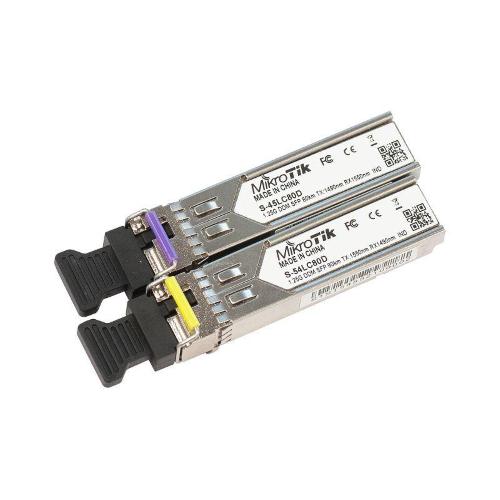 MikroTik, Pair of SFP modules, S, 45LC80D (1.25G SM 80km T1490nm/R1550nm, Single LC, connector) + S, 54LC80D (1.25G SM 80km T1550nm/R1490nm, Single LC, connector) PROMO FINO A ESAURIMENTO SCORTE