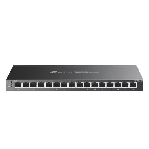 TP-Link - SG2016P - JetStream 16-Port Gigabit Smart Switch with 8-Port PoE+, 8x Gigabit PoE+ Ports, 802.3af/at, 120 W PoE Power, Desktop Steel Case, Integration with Omada SDN Controller, Static Routing, 802.1Q VLAN, STP/RSTP/MSTP, IGMP Snooping, 802.1p/D
