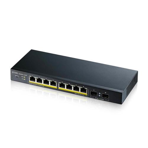 SWITCH ZYXEL GS1900-10HP V2 8P GIGABIT POE (EROGAZIONE POE FINO A 70W) +2P SFP SUPP IPV6, VLAN DESIGN SENZA VENTOLE,WEB MANAGED