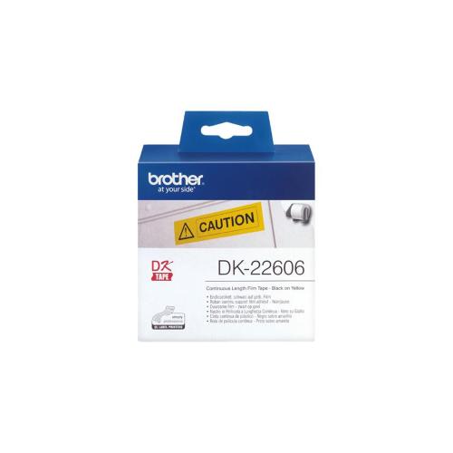 NASTRO BROTHER DK-22606 ADESIVO Nero/Giallo 62mm x 15.24m X QL-500 QL-550 QL-560VP