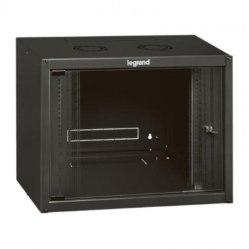 ARMADIO BOX DA PARETE LEGRAND 9U 492X600X450 PORTA IN VETRO RAL 7016