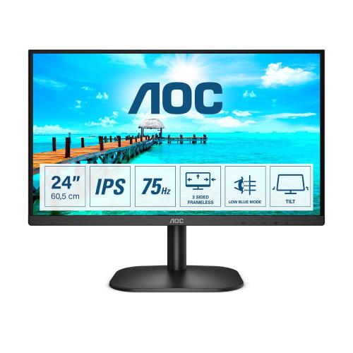 Monitor,AOC,23,8,16:9,IPS,1920x1080,250cd,1000:1,20M:1, ,1x D-SUB,1x DVI,1 x 1.4x HDMI,0 x Displayport,SPEAKERS Si, no no,,Pivot no,Curved no,Regolabile in altezza no,Black,BEZEL 3-sided frameless