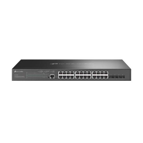 TP-Link - SG3428XMP - JetStream 24-Port Gigabit and 4-Port 10GE SFP+ L2+ Managed Switch with 24-Port PoE+, 24x Gigabit PoE+ Ports, 4x 10G SFP+ Slots, RJ45/Micro-USB Console Port, 802.3at/af, 384 W PoE Power, 1U 19-inch Rack-mountable Steel Case, Integrati
