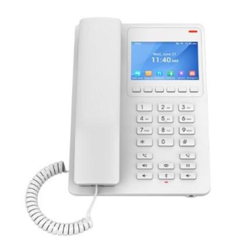 Grandstream GHP630 - Compact Hotel IP Phone, 2 SIP accounts, 2 lines, 1x Ethernet 10/100 PoE, 480x320 (3.5") Color LCD, no PSU, White