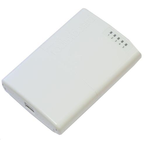 MikroTik, PowerBox, RB750P, PBr2 PowerBox 64MB RAM, 5xLAN (four with PoE, OUT), L4, outdoor, PSU, POE, mounting