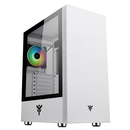 CASE ITEK M.TOWER "VERTIBRA S210W" GAMING 2*USB3, 12cm fan ARGB, Trasp Wind, WHITE EDITION - ITGCAVS210W