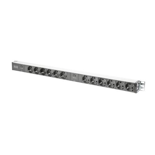 DIGITUS MULTIPRESA IN ALLUMINIO CON 12 PRESE SU 2 CIRCUITI PER ARMADI RACK
