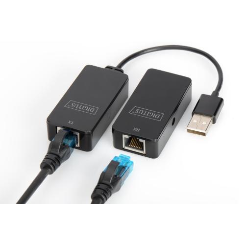 EXTENDER DIGITUS A USB 2.0 TO RJ45, FINO A 50mt TRAMITE CAVO RETE CAT 5E, NERO, DA70141