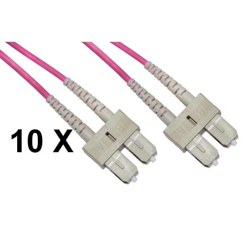 LINK CAVO FIBRA OTTICA SC A SC MULTIMODE DUPLEX OM4 50/125 MT.1 CONF.10PZ - LKSCSC4501E