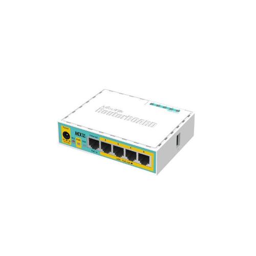MikroTik, hEX PoE lite, RouterBOARD hEX PoE lite with 650MHz CPU,USB, 64MB RAM, 5xLAN (four with PoE out), OS lev.4