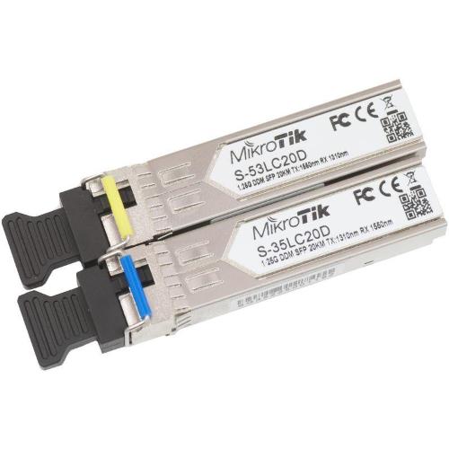 MikroTik, Pair of SFP modules, S, 35LC20D (1.25G SM 20km T1310nm/R1550nm) + S, 53LC20D