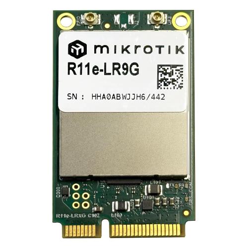 MikroTik, Scheda miniPCIe LoRa 915 MHz con GPS integrato e sensibilitÃ  â€"141 dBm per creare gateway long-range su dispositivi MikroTik.