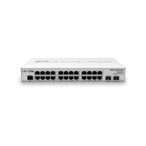 MikroTik switch 10G SFP+ cages, 512 MB of RAM, 24 Gigabit Ethernet ports
