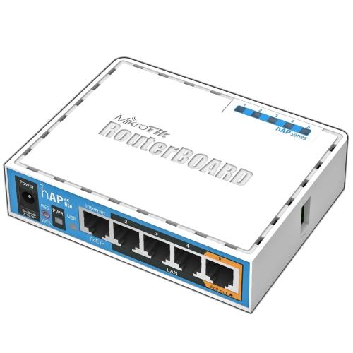 MikroTik, hAP ac lite, hAP ac lite with 650MHz CPU, 64MB RAM, 5xLAN, built, in 2.4Ghz and 5 GHz