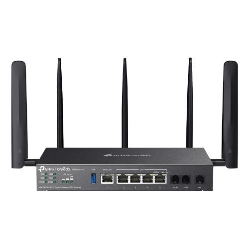 TP-Link - Omada 4G+ Cat6 AX3000 Gigabit Desktop DSL Gateway, 1 Ã— Gigabit WAN/LAN Port, 4Ã— Gigabit LAN Ports, 1 Ã— DSL Port, 2Ã—FXS Ports ,1Ã— USB 3.0 Port,2 Nano SIM slots (4G+ Cat6), 574Mbps at 2.4 GHz + 2402 Mbps at 5 GHz (HE160) Wi-Fi Speed, VDSL Pro
