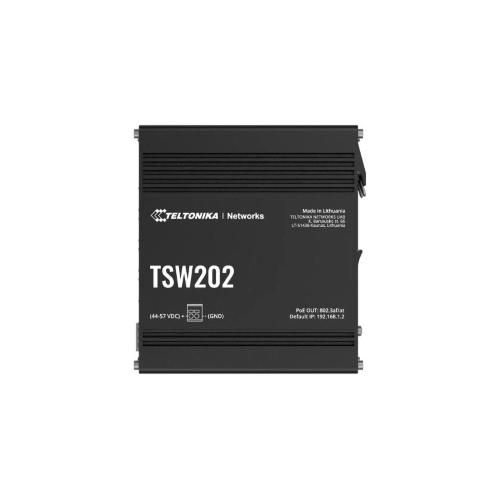 Teltonika - TSW202- Switch gestitoL2 con funzionalitÃ  L3 aggiuntive per una gestione e controllo potenziati POE+ & SFP con 8 porte PoE+ e 2 porte SFP per la comunicazione in fibra ottica.