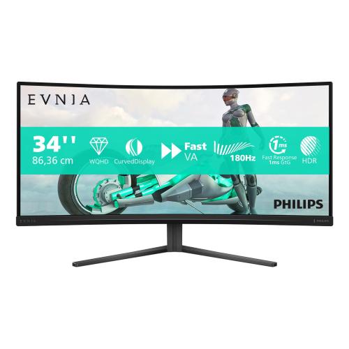 MONITOR PHILIPS EVNIA LED 34" 21:9 CURVED 34M2C3500L/00 3440x1440 180Hz 1ms 300cd/mÂ² 4.000:1 2HDMI DP GAMING