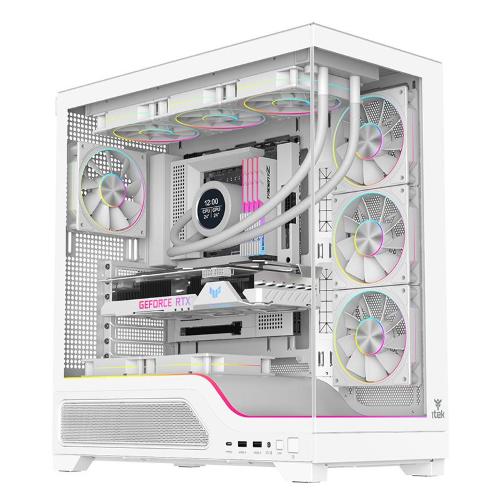 CASE ITEK M.TOWER SHOWBUI WAVE 82W - Gaming Tower, ATX, 4x12cm ARGB fan, 2xUSB3, Type-C, Temp Glass Side WHITE - ITGCASBW82W
