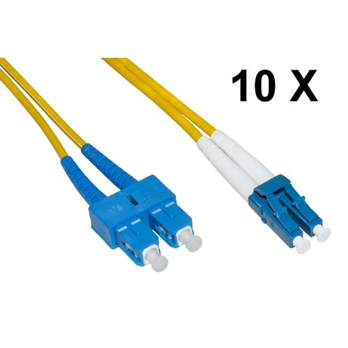 LINK CAVO FIBRA OTTICA LC A SC SINGLEMODE DUPLEX OS2 GUAINA 2 MM 9/125 MT.1 - CONF. 10PZ - LKLCSC901E