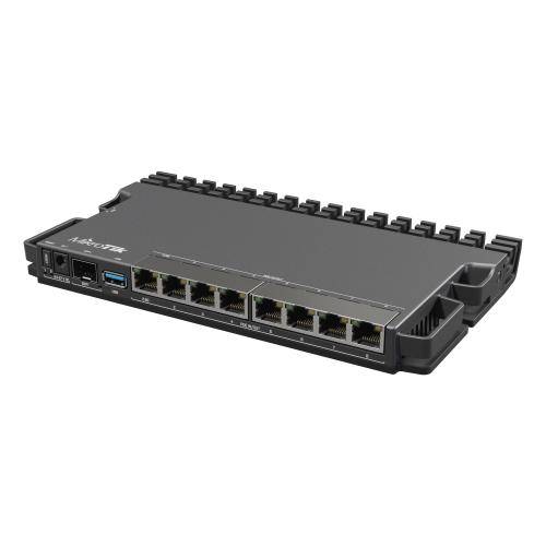 MikroTik Router with 7x Gigabit Ethernet ports. 1x 2.5 Gigabit Ethernet port. 1x 10G SFP+ cage and durable methalic case