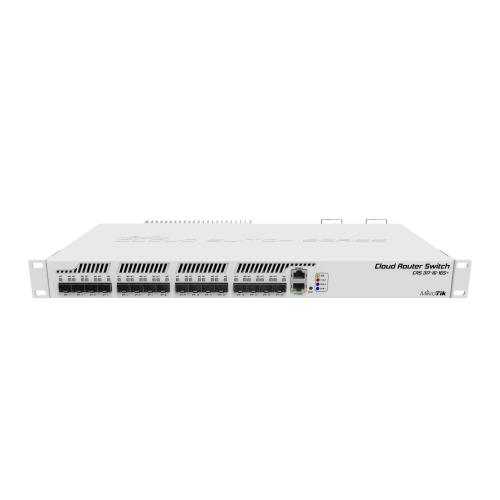 MikroTik, Cloud Router Switch 317, 1G, 16S+RM with 800MHz CPU, 1GB RAM, 1xGigabit LAN, 16xSFP+ cages, RouterOS L5 or SwitchOS (dual boot), passive cooling 1U rackmount enclosure, Dual redundant PSU