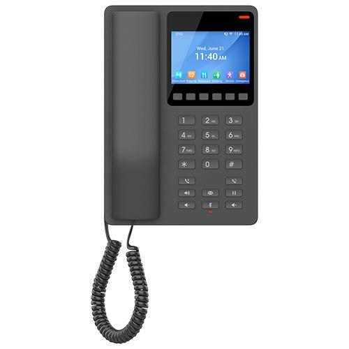 Grandstream GHP631 - Compact Hotel IP Phone, 2 SIP accounts, 2 lines, 1x Ethernet 10/100 PoE, 480x320 (3.5") Color LCD, no PSU, Black