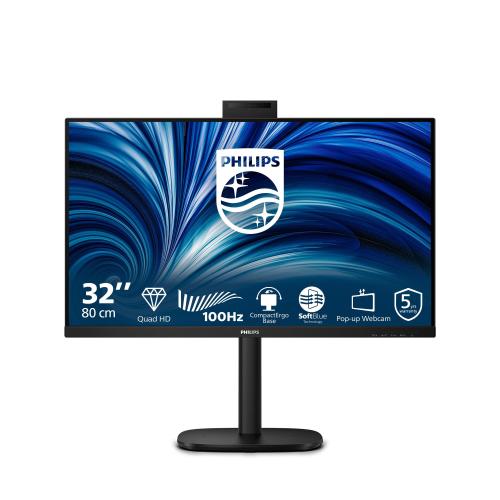 MONITOR PHILIPS LED 31.5" 32B2U3601H/00 2560x1440 100HZ 4ms 350cd/mÂ² 1.500:1 2x2W MM WEBCAM Reg.H PIVOT HDMI DP USB-C Docking