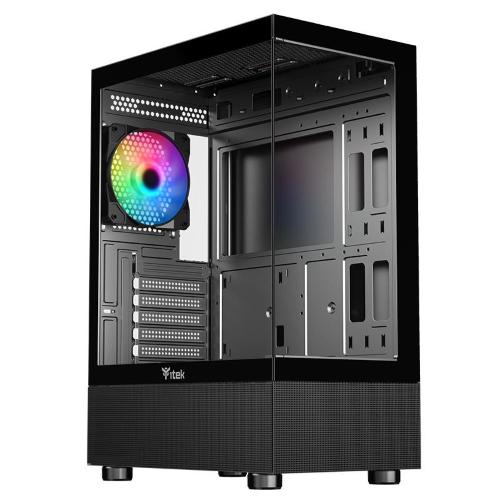 CASE ITEK SHOWBUI 33B GAMING TOWER, ATX, 12cm ARGB fan, USB3, SYDE & FRONT PANEL TEMP GLASS. - ITGCASB33B