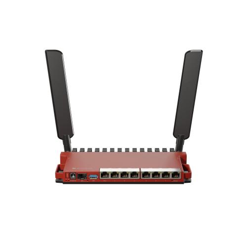 MikroTik, L009UiGS-2HaxD with dual core 800MHz CPU, 512MB RAM, 8 x Gbit LAN, 1 x 2.5 Gbit SFP port, 2.4 GHz 802.11b/g/n/ax dual-chain wireless, 4dBi 2.4GHz external antennas, USB, desktop case, PSU, RouterOS L5