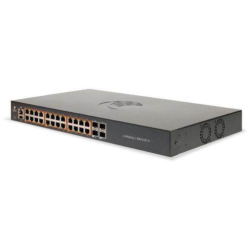 Cambium Networks CambiumNetworks,EX1028P,Intelligent Ethernet PoE+ Switch cnMatrix, 24x1Gbps and 4x1Gbps SFP fiber ports , no power cord.