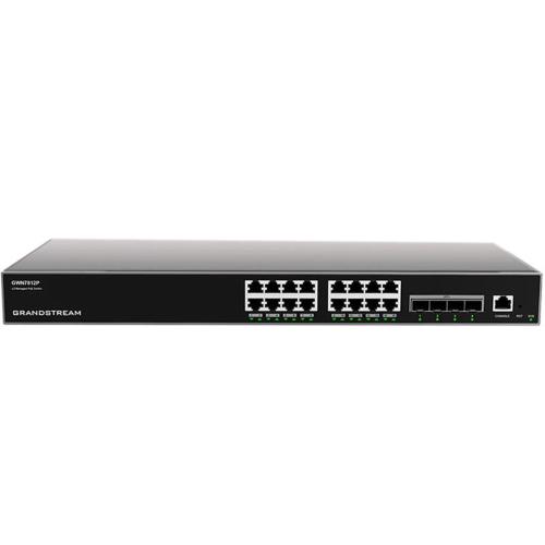 Grandstream GWN7812P - Layer 3 Managed Network Switch, 16x GbE RJ45 PoE 802.3 af/at, up to 30W per port, 4x SFP+. Utilizzabile con il controller GWN sia in Cloud che on premise