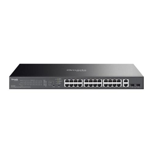 TP-Link - ES228GP- "Omada 28-Port Gigabit Easy Managed Switch with 24-Port PoE+ PORT: 24Ã— Gigabit PoE+ Ports, 2x Gigabit Non-PoE Ports, 2Ã— Gigabit SFP Ports SPEC: 802.3at/af, 250W PoE Power, 1U 19-inch Rack-mountable Steel Case FEATURE: Centralized Mana