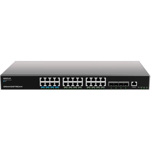 GRANDSTREAM GWN7813P - LAYER 3 MANAGED NETWORK SWITCH, 24X GBE RJ45 POE 802.3 AF/AT, UP TO 60W PER PORT, 4X SFP+, STACKABLE, OPTIONAL REDUNDANT PSU. UTILIZZABILE CON IL CONTROLLER GWN SIA IN CLOUD CHE ON PREMISE
