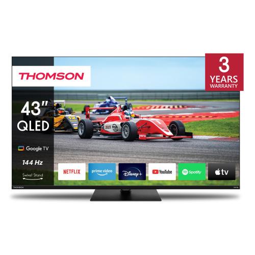 TV THOMSON LED 43" 43QG7C14 SMART GOOGLE TV HOTEL MODE 4KQLED 144HZ CI+ 4XHDMI 3XUSB DVB-T/T2/C/S/S2 - TELEC. RETRO ILLUM. VESA